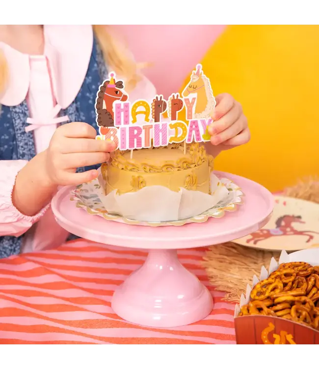 Taarttopper Happy birthday paarden | 14 cm