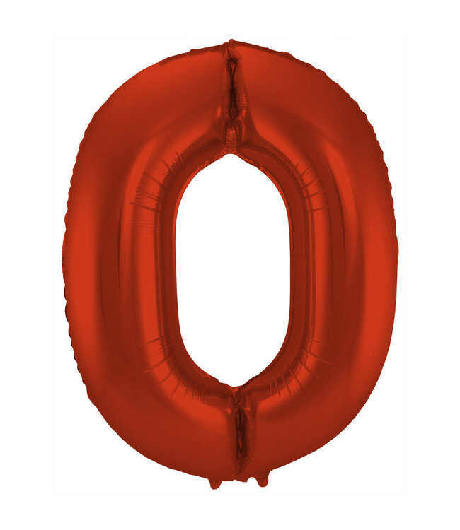Cijferballon 0 rood - 86 cm
