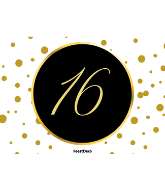 Feestdeco kaarten Deurbord 16 jaar | Festive gold | 42 x 30 cm