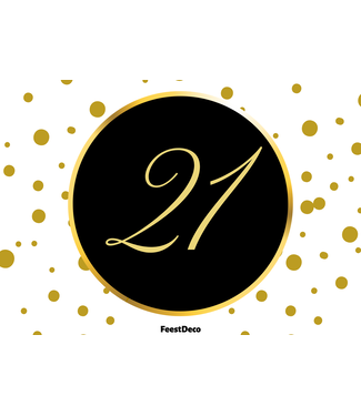 Feestdeco kaarten Deurbord 21 jaar | Festive Gold | 42 x 30 cm