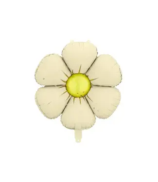 PartyDeco Folieballonnen Madeliefjes | Beige & Geel | 4 stuks