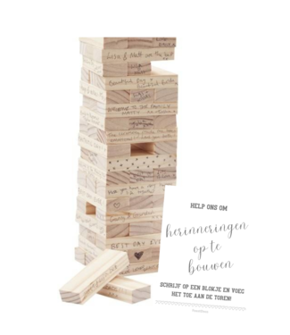 Feestdeco Gastenboek Jengatoren 'Build A Memory' | met Nederlandse kaart