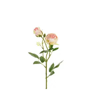 Kunstbloem | Roos met 2 bloemen | 55 cm | Licht poeder roze
