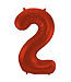 Cijferballon 2 | Rood satijn | 86cm