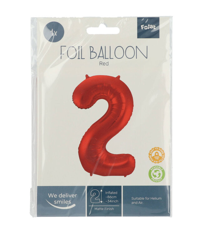 Cijferballon 2 | Rood satijn | 86cm