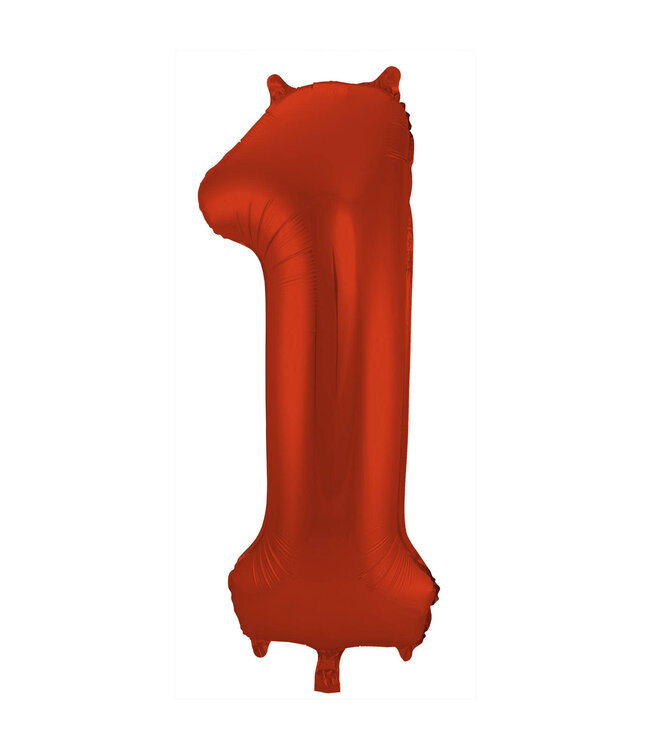 Cijferballon 1 rood - 86 cm