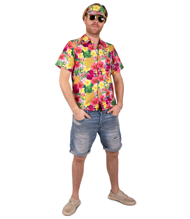 Hawaii Blouse met Zonneklep | Roze 56-58