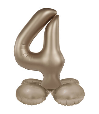 Folat Cijferballon 4 Starlight gold | met standaard 41 cm