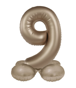 Folat Cijferballon 9 Starlight gold | met standaard 41 cm