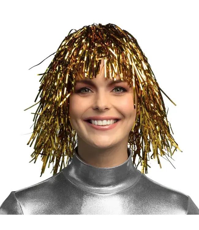 Pruik goud metallic
