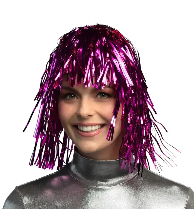Pruik roze metallic