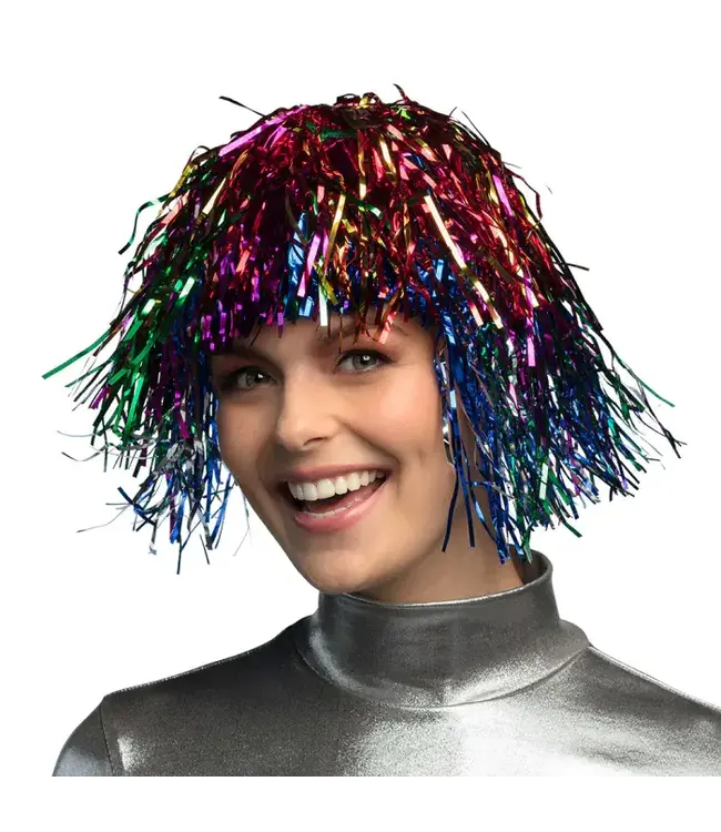 Pruik multicolour metallic
