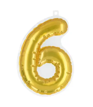 Sticker cijfer 6 goud | 20 cm