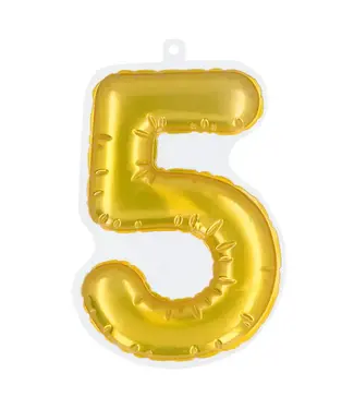 Sticker cijfer 5 goud | 20 cm