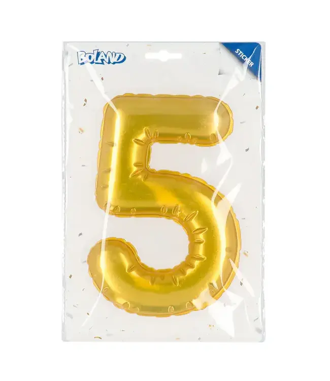Sticker cijfer 5 goud | 20 cm