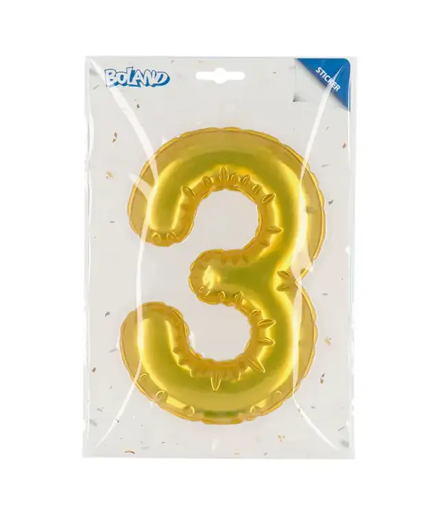 Sticker cijfer 3 goud | 20 cm