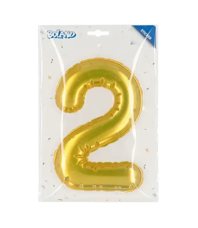 Sticker cijfer 2 goud | 20 cm