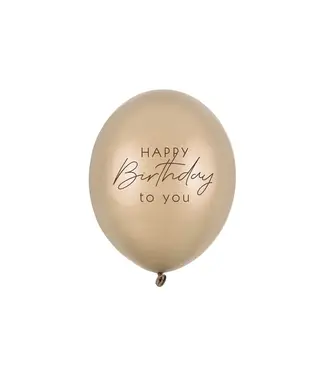 PartyDeco Ballonnen Happy birthday | Cold gold | 6 stuks
