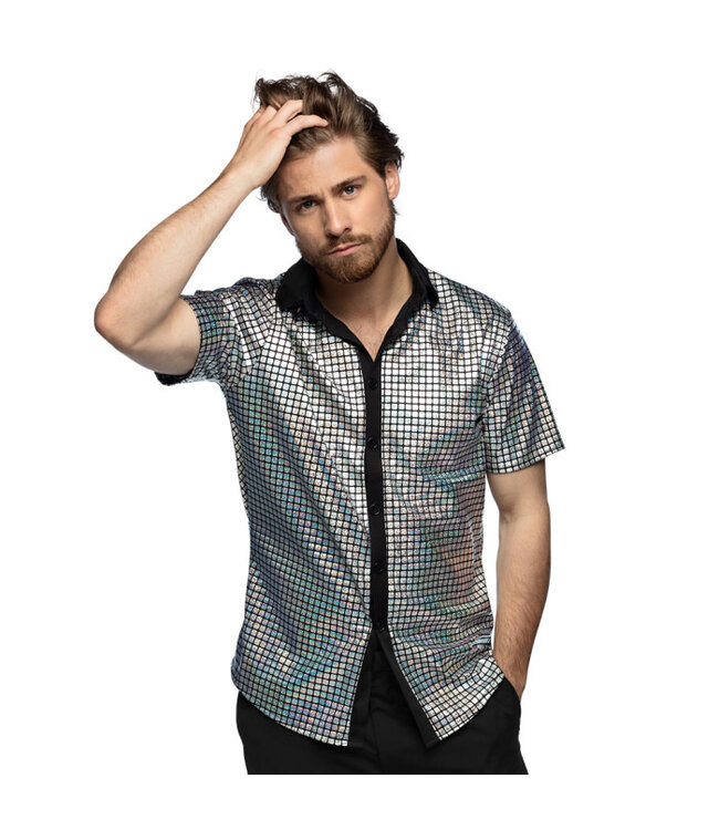 Shirt Disco diamond zilver | Maat L
