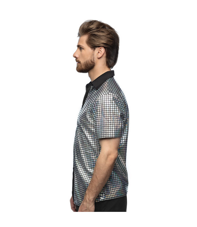 Shirt Disco diamond zilver | Maat L