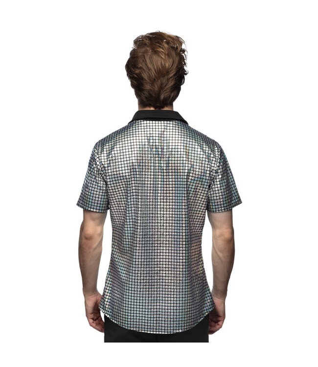 Shirt Disco diamond zilver | Maat L