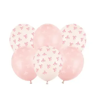 PartyDeco Ballonnen strikjes roze | 6 stuks | 30 cm