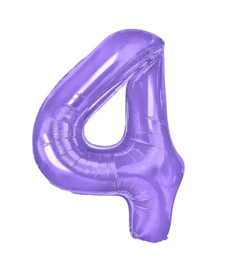 PartyPal Cijferballon 4 paars | 100 cm