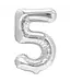 Cijferballon 5 zilver | 100 cm