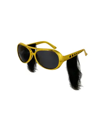 PartyPal Gouden zonnebril met bakkebaarden