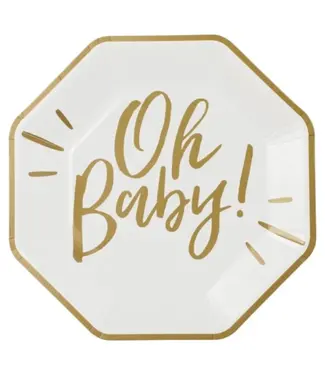 Ginger Ray Bordjes Oh Baby! | 23 cm | 8 stuks