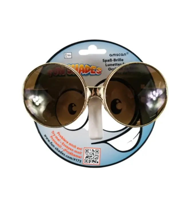 Feest bril XL | rond goudkleurig 15,6 cm