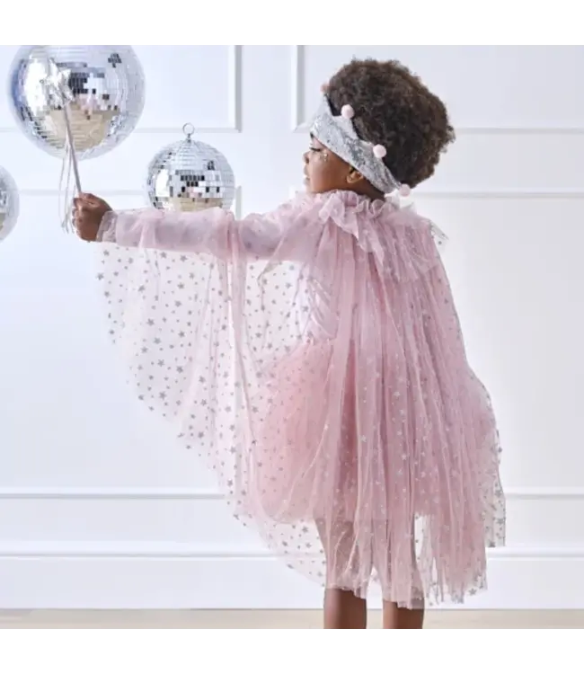 Blush & Silver Star Cape tule roze | 4 tot 6 jaar