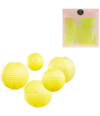 Ginger Ray Lampion papier geel | 30 cm | 5 stuks