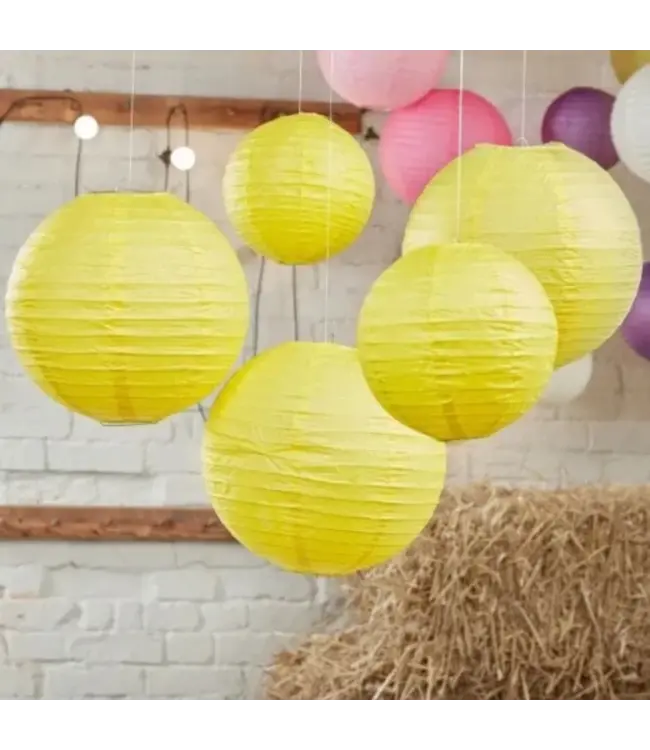 Lampion papier geel | 30 cm | 5 stuks