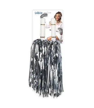 Pompoms metallic zilver | 2 stuks