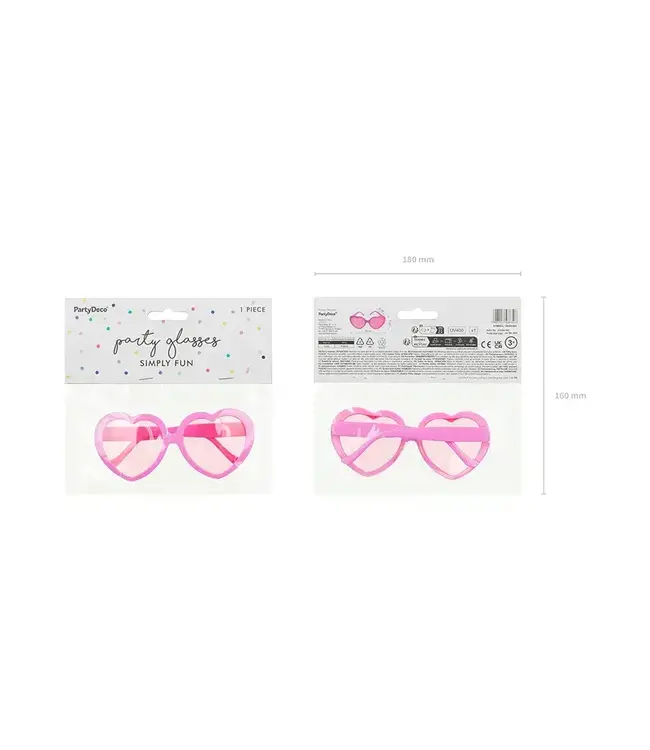 Zonnebril hartjes roze