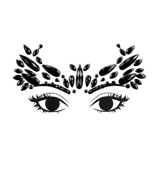 PartyDeco Face decoration crystals | Zwart