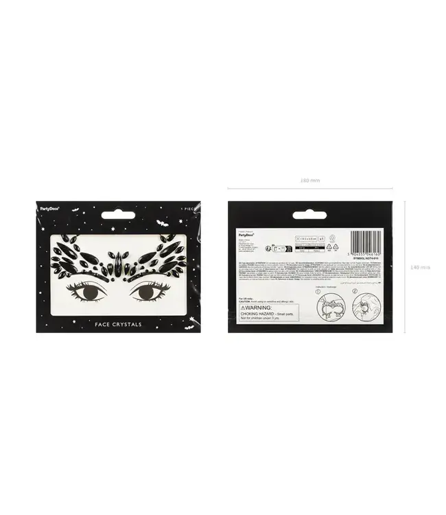 Face decoration crystals | Zwart