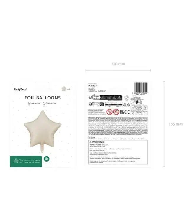 Folieballon ster | Beige | 48 cm