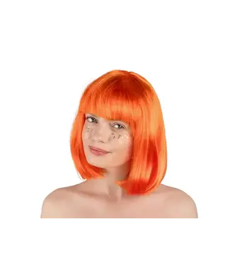 PartyDeco Pruik Cleopatra oranje