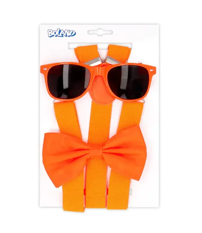 Accessoireset NEON oranje| Bretels, zonnebril, strikje