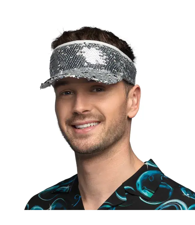 Zonneklep zilver pailletten