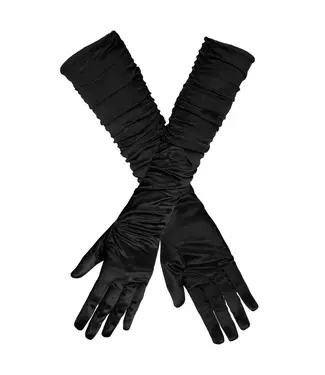 PartyPal Satijnen handschoenen Zwart | 40 cm