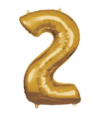 Riethmüller Cijferballon 2 goud | 86 cm - Riethmuller