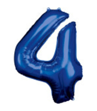 Riethmüller Cijferballon 4 blauw | 86 cm | Riethmuller