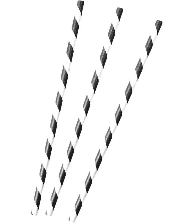 Rietjes zwart/wit gestreept | 12 stuks