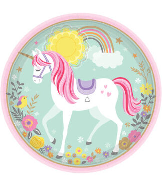 Amscan Bordjes Unicorn | Eco 23 cm | 8 stuks
