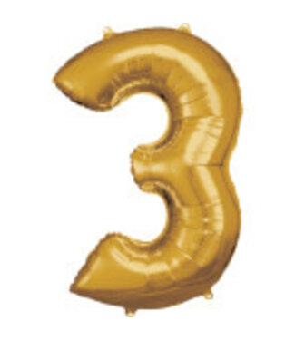 Riethmüller Cijferballon 3 goud | 86 cm | Riethmuller