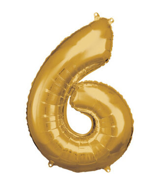 Riethmüller Cijferballon 6 Goud | 86 cm | Riethmuller