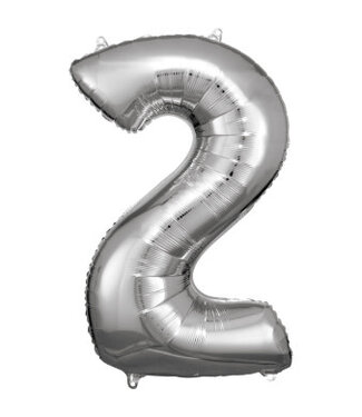 Riethmüller Cijferballon 2 Zilver | 86 cm | Riethmuller